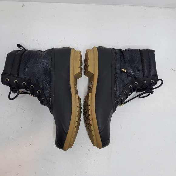 Sam Edelman Sequin Leather Black Rubber Boot Size 7 - Picture 5 of 9